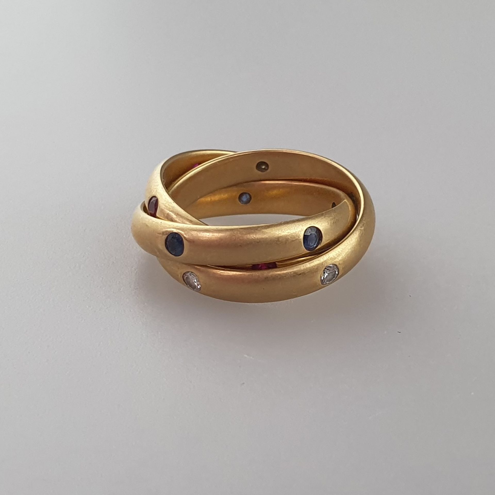 CARTIER-Ring "Trinity"- Gelbgold 750/000, die drei beweglich ineinander verschlungene Ringe von ca. - Bild 3 aus 6