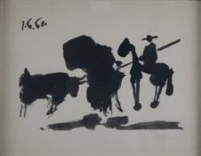 Picasso, Pablo (1881 Malaga -1973 Mougins, nach) - Stierkampfszene, Offset-Lithografie auf Arches P