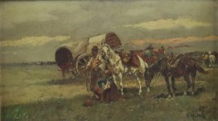 Rylski, Adolf (1854-?, polnisch-russischer Maler) - Rastende Kosaken, Öl auf Leinwand, unten rechts