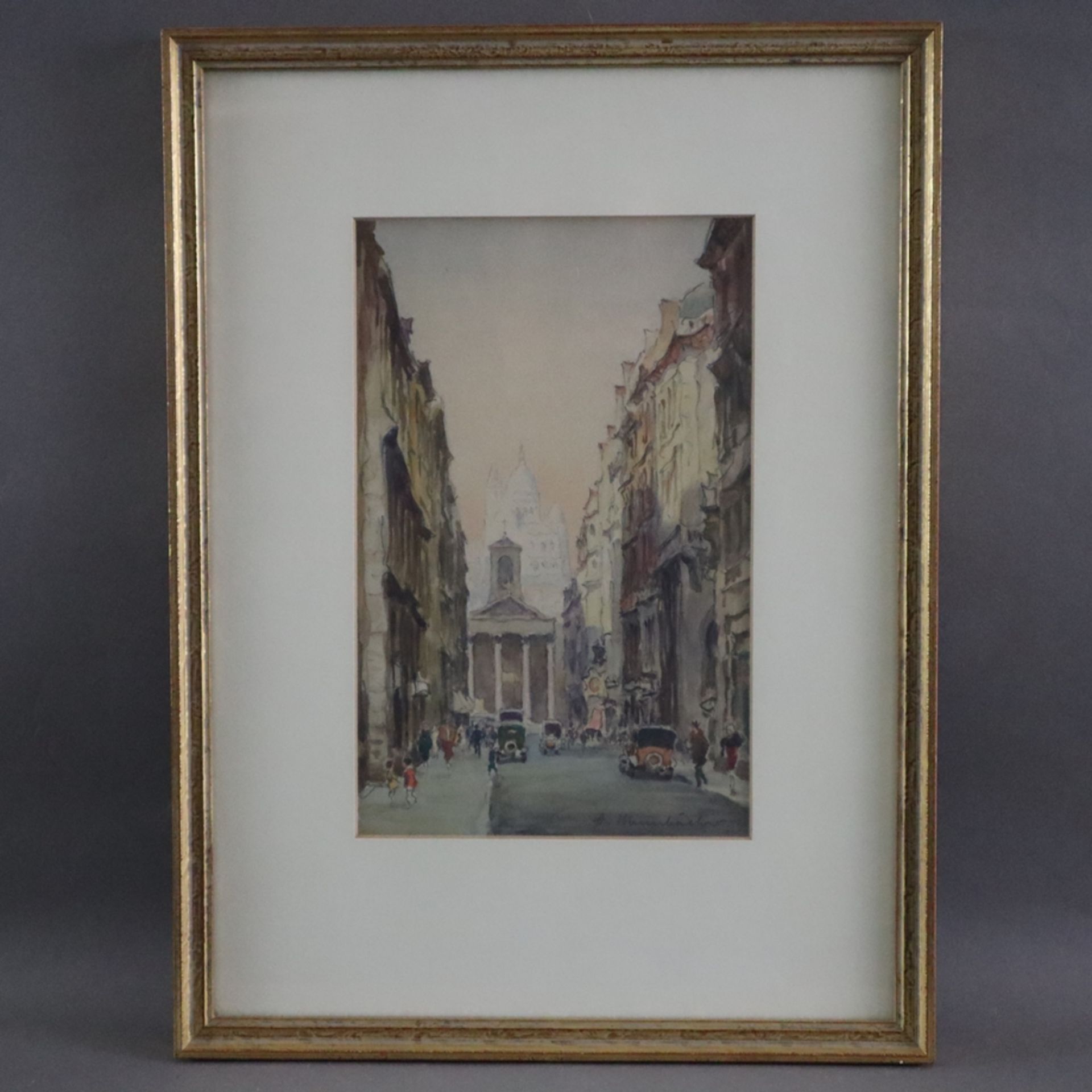 Mumbächer, Alfred (1888 Mainz - 1953 ebenda) - Pariser Straßenszene mit Blick auf Sacré-Cœur de Mon - Bild 2 aus 8