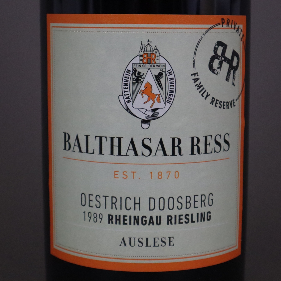 Wein - 1989 Oestrich Doosberg Riesling Auslese (3 l Doppelmagnum), Private Family Reserve, Füllstan - Image 3 of 6