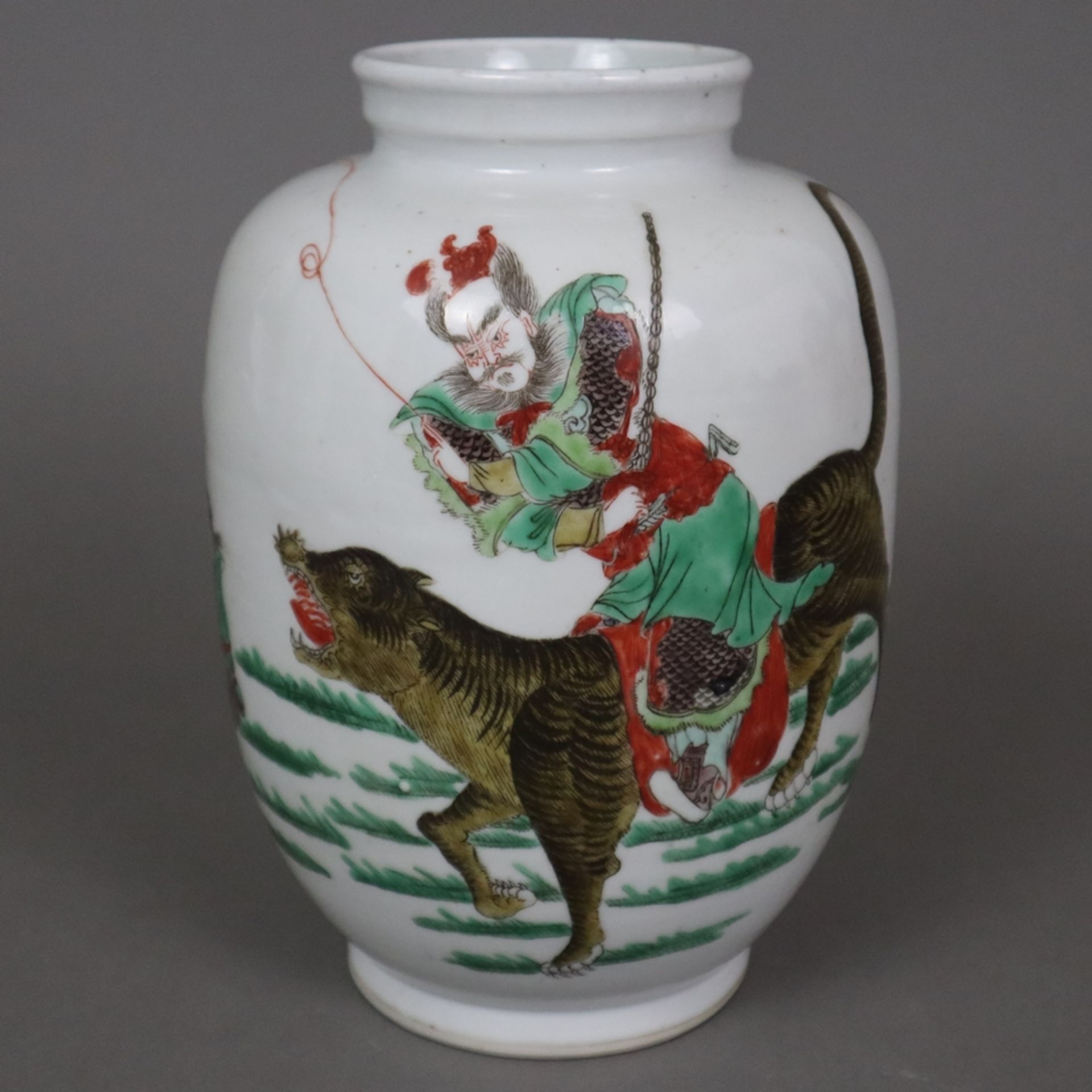 Famille-Verte Schultertopf - China, späte Qing-Dynastie, 19.Jh., Porzellan mit feiner polychromer M