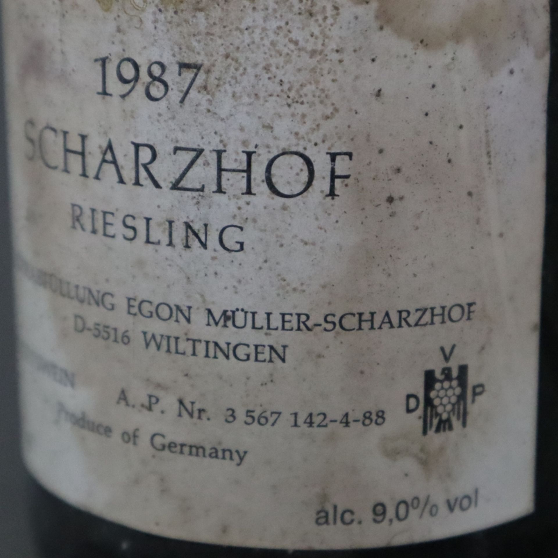 Wein - 3 Flaschen 1987 Egon Müller 'Scharzhof' Riesling, Mosel, Germany, 75 cl, Füllstand: Top Shou - Bild 7 aus 7