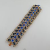 Glitzerndes Vintage-Armband - wohl USA, Metall vergoldet, miteinander verbundene schmale Glieder au