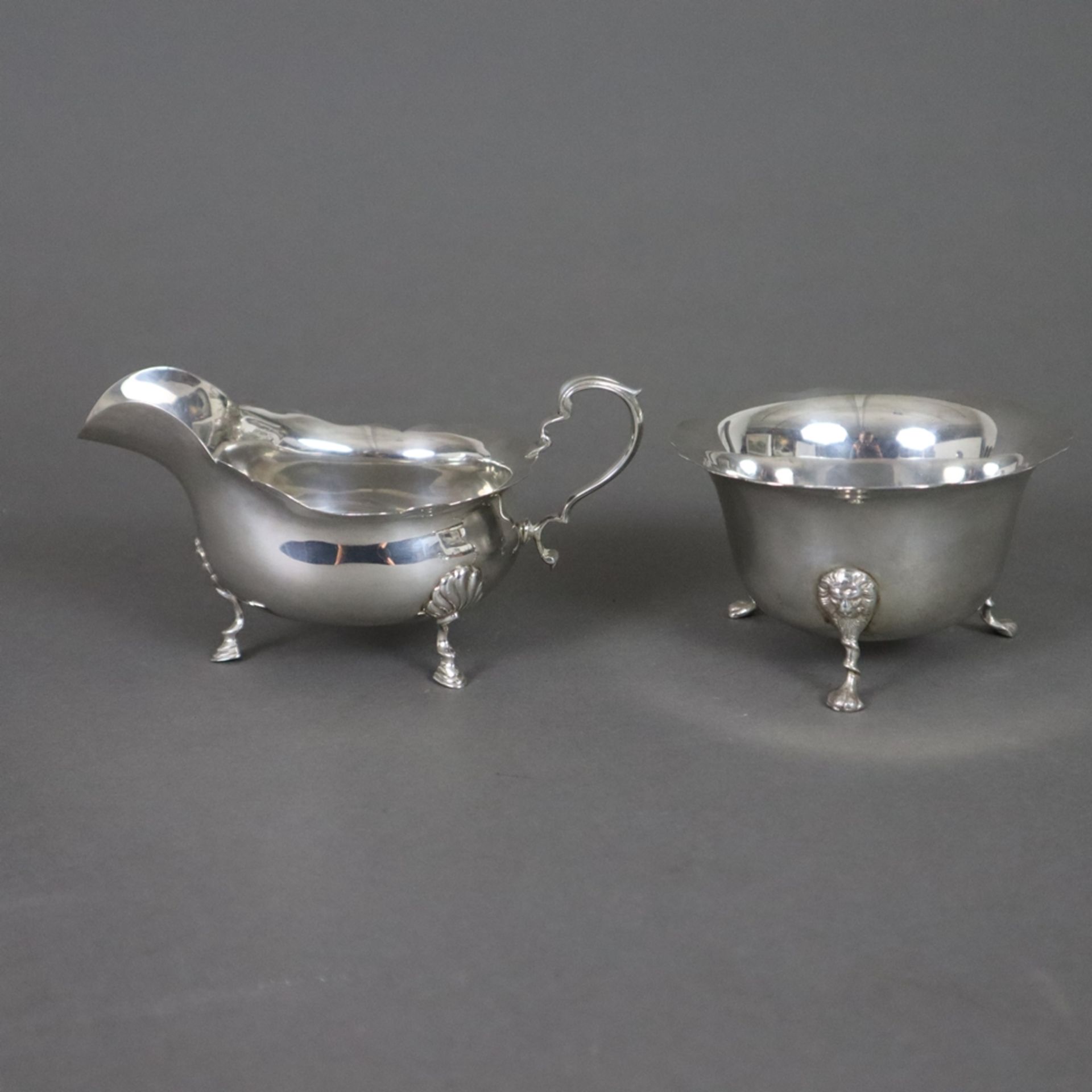 Silber-Teekern - England, 1.Hälfte 20.Jh., Sterling Silber, 3-tlg. bestehend aus Teekanne (0,5 l), - Bild 6 aus 9