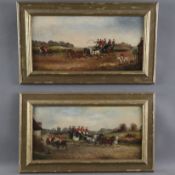 Englische/r Genremaler/in (tätig um 1900) - Zwei lebhaften Szenen mit Postkutschen und Reitern an R