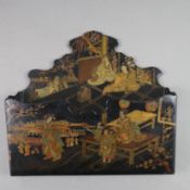 Briefhalter - Japan, 1. Hälfte 20. Jh., Schwarzlack, Bemalung mit figürlichen Szenen in polychromen