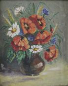 Unbekannte/r Künstler/in (20.Jh.) - Stillleben mit Feldblumen in Vase, Gouache auf Karton, unten re