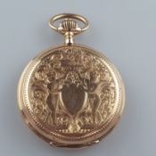 Schweizer Savonnette-Herrentaschenuhr - Gelbgold 585/000, Punzen u.a. Schweizer Goldpunze (Eichhörn