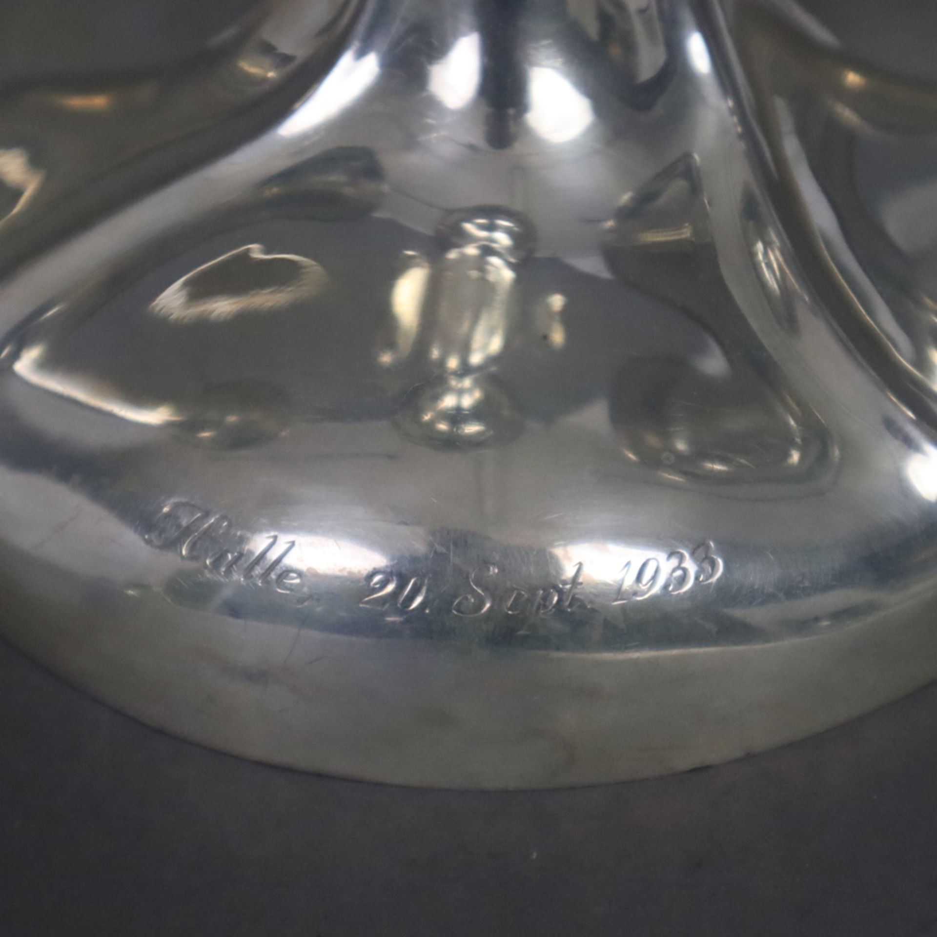 Kerzenständer - deutsch, 3-flammig, Silber 800/000, gepunzt „Halbmond Krone 800“, abnehmbare Tropfs - Bild 5 aus 8
