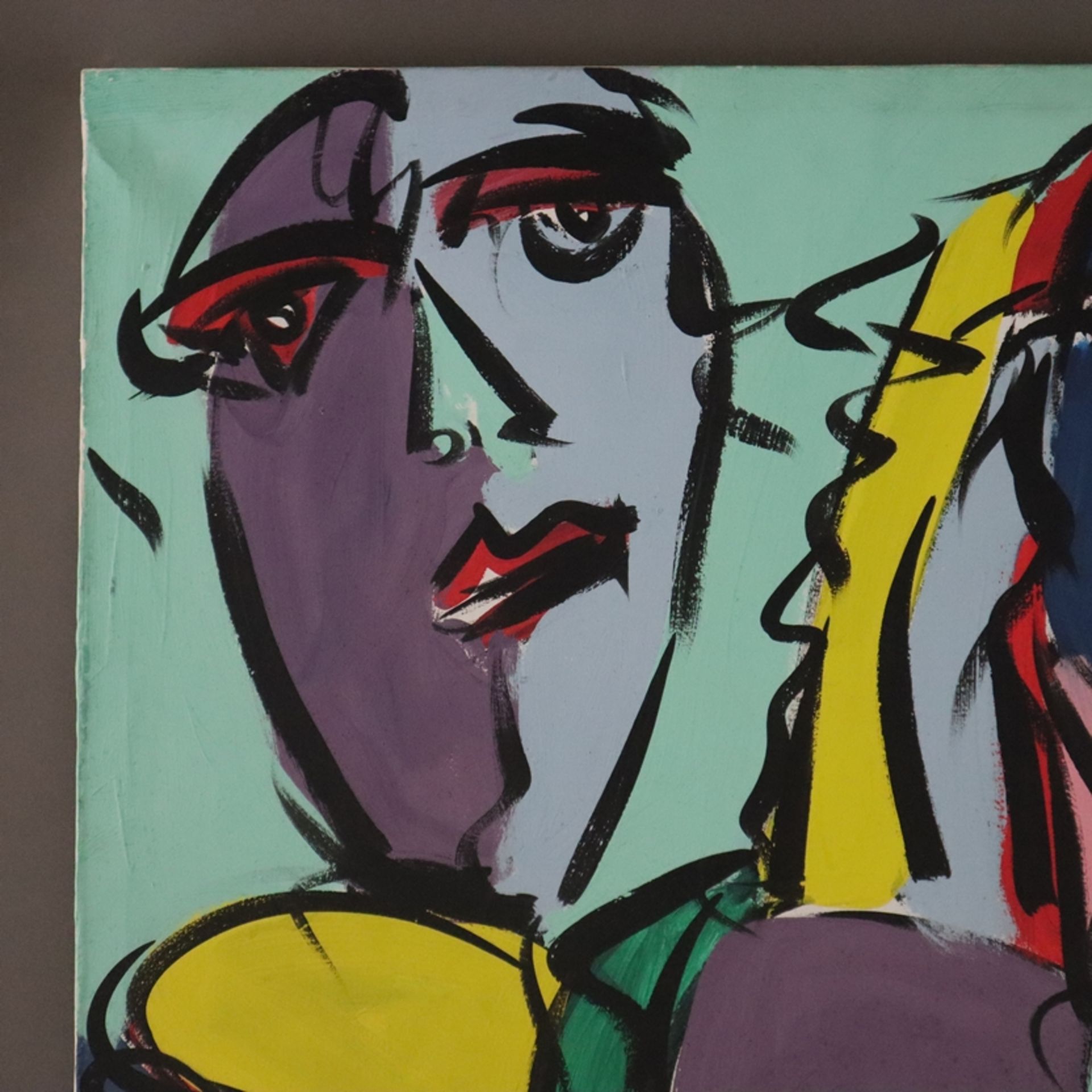 Keil, Peter Robert (geb.1942 Züllichau) - Expressives Paarportrait, Öl auf Leinwand, unten links si - Bild 3 aus 6