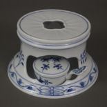 Stövchen mit Teelichthalter - Meissen, Porzellan, unterglasurblaues Zwiebelmuster, rundes Stövchen 