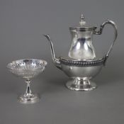 Kaffeekanne - USA, Kupfer mit Silberauflage, in klassizistischem Stil, Bodenmarke, H. ca. 25 cm, Ge