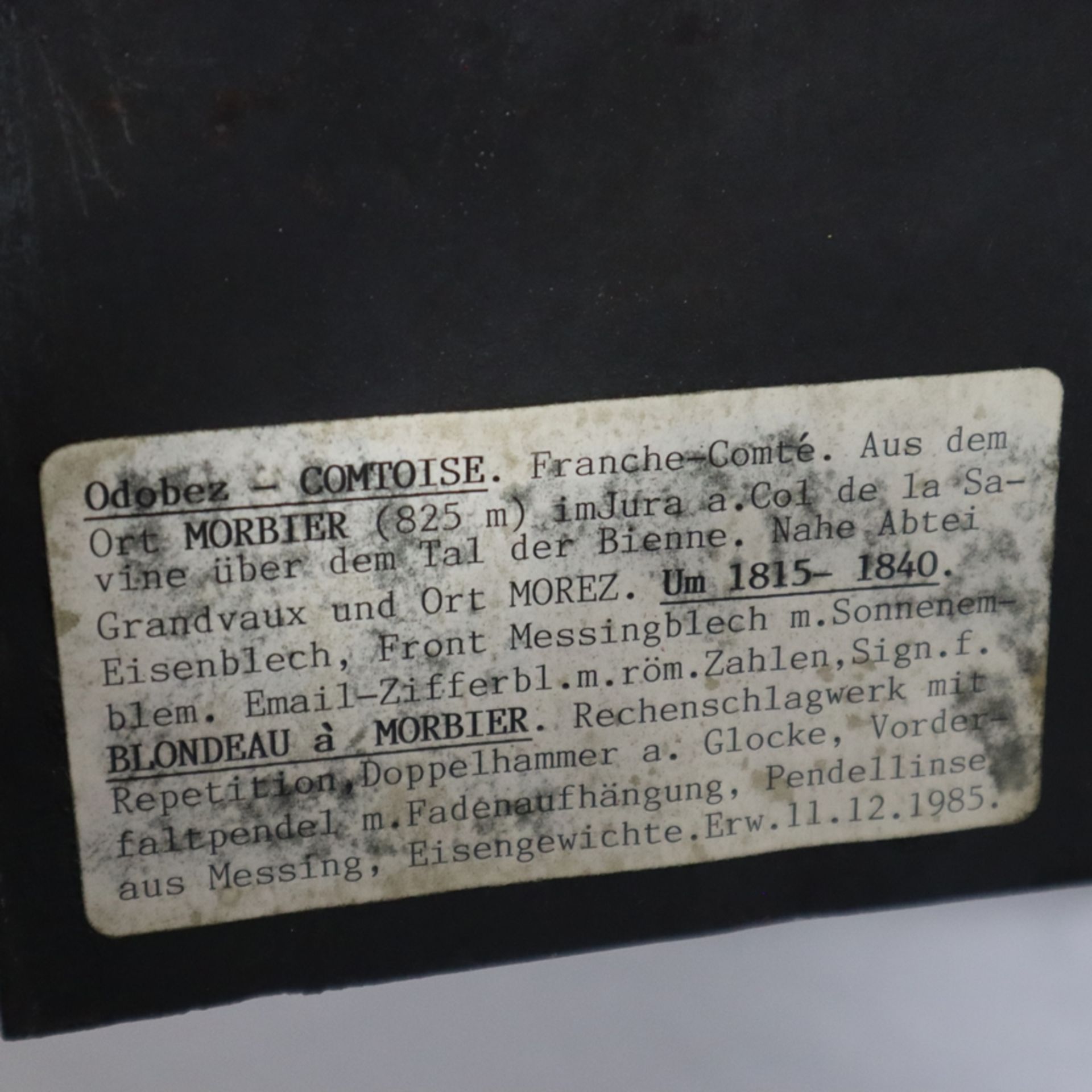 Comtoise - Burgunderuhr - Frankreich 19. Jh., signiert "Blondeau à Morbier, rechteckiges Eisengehäu - Bild 11 aus 11