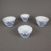 Vier Schalen - Meissen, Porzellan, unterglasurblaues Zwiebelmuster, 2x Müslischalen, Modellnummer 5