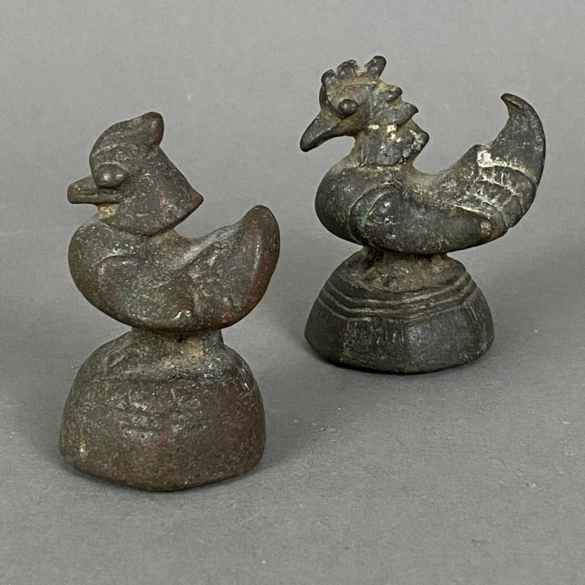 Satz von 7 älteren Bronzegewichten in Hintha-Form (mythischer Vogel) - Burma/Laos, sogenannte "Opiu - Image 3 of 6