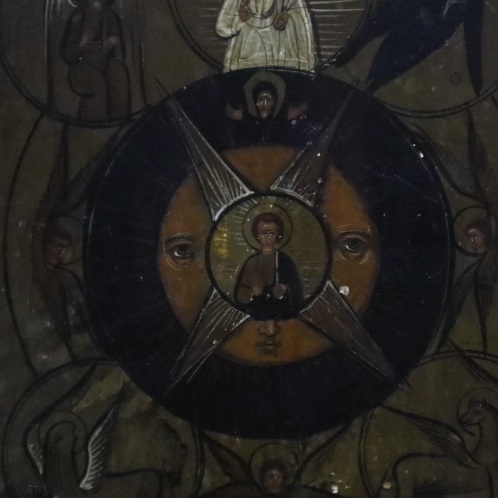 Seltene Ikone "Alles sehendes Auge Gottes" - Russland, um 1800, Eitempera über Kreidegrund auf Holz - Bild 5 aus 13