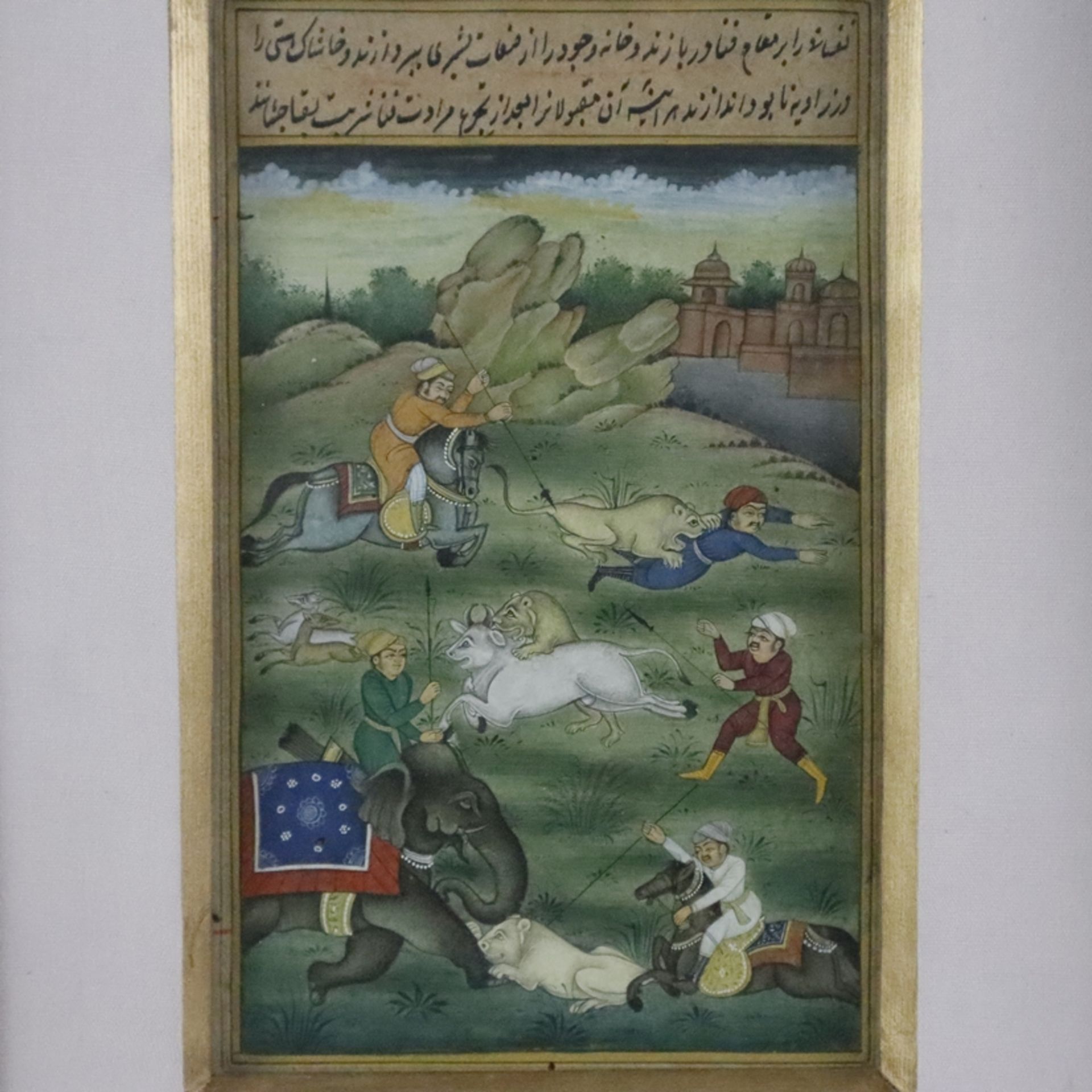 Konvolut indische (Miniatur-)Malereien - fünf unterschiedlich große Blätter, feine polychrome Bemal - Image 5 of 11