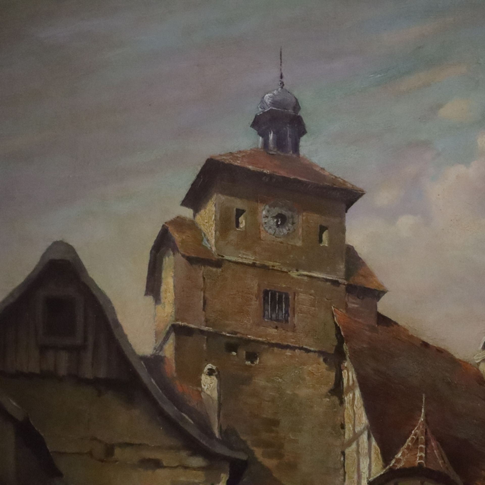 Becker, Oscar (1898 Sulzen - 1982 Angermund) - Blick auf das Alte Stadttor, Öl auf Platte - Bild 8 aus 10