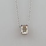 Diamantanhänger von über 1 Karat an zarter Kette - Weißgold 750/000, gestempelt, rechteckiger Anhän