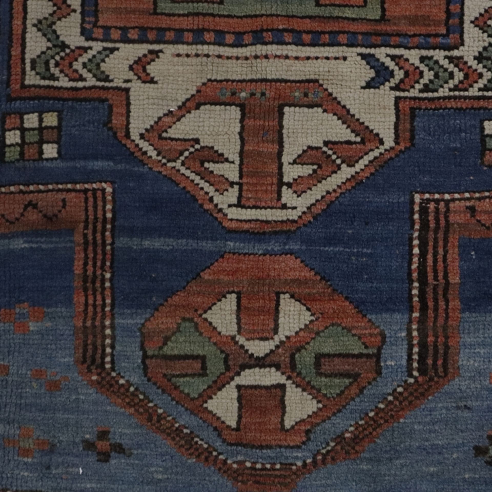 Orient-Brücke - Kasak, 20. Jh., Wolle, pflanzliche Farben, geometrisch gemustert, mehrfache Bordüre - Bild 3 aus 9