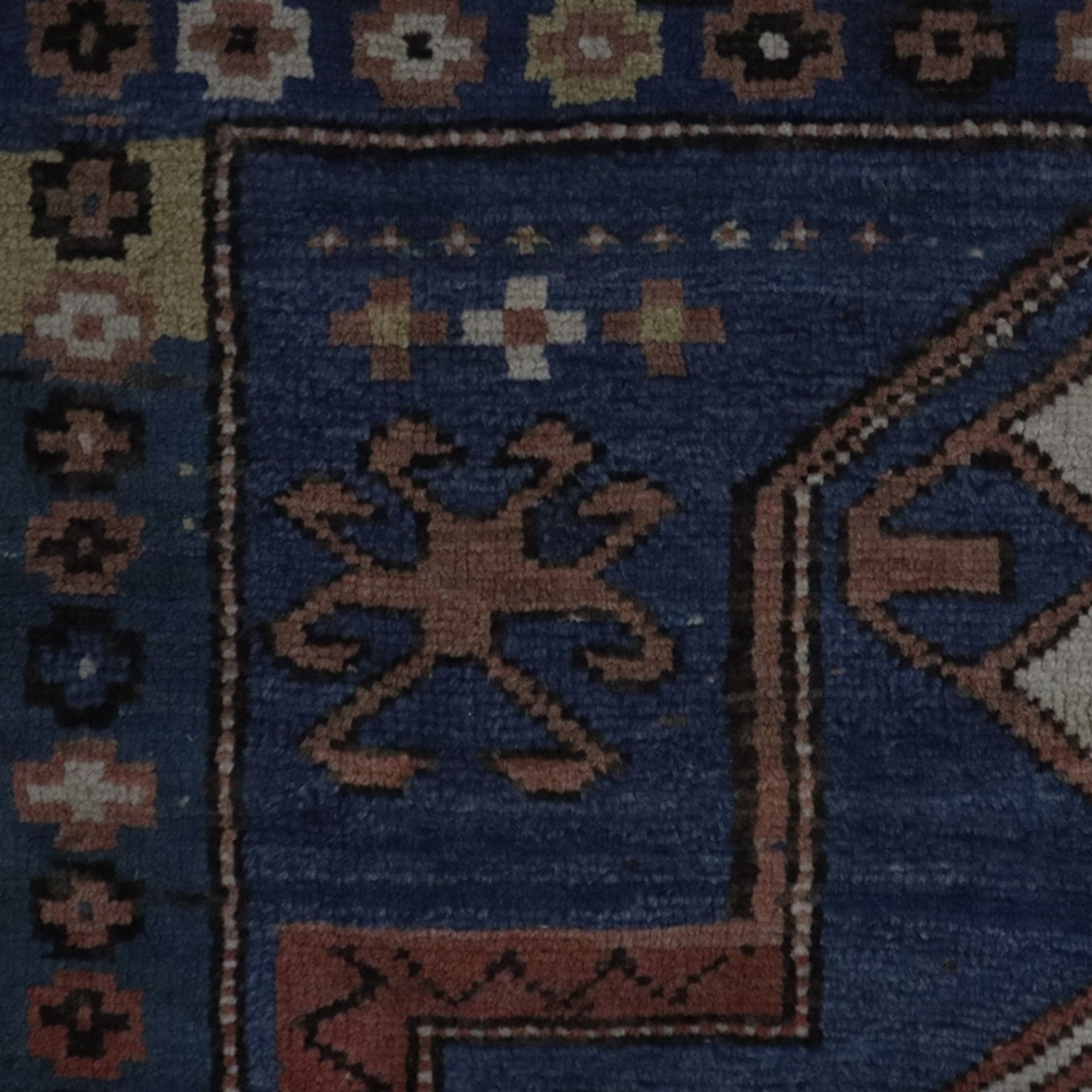 Orient-Brücke - Kasak, 20. Jh., Wolle, pflanzliche Farben, geometrisch gemustert, mehrfache Bordüre - Bild 7 aus 9