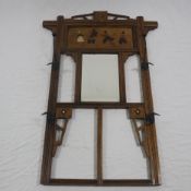 Jugendstil-Garderobe - um 1900, Holz, durchbrochen gearbeitet, oben rechteckige Bildplatte mit holl