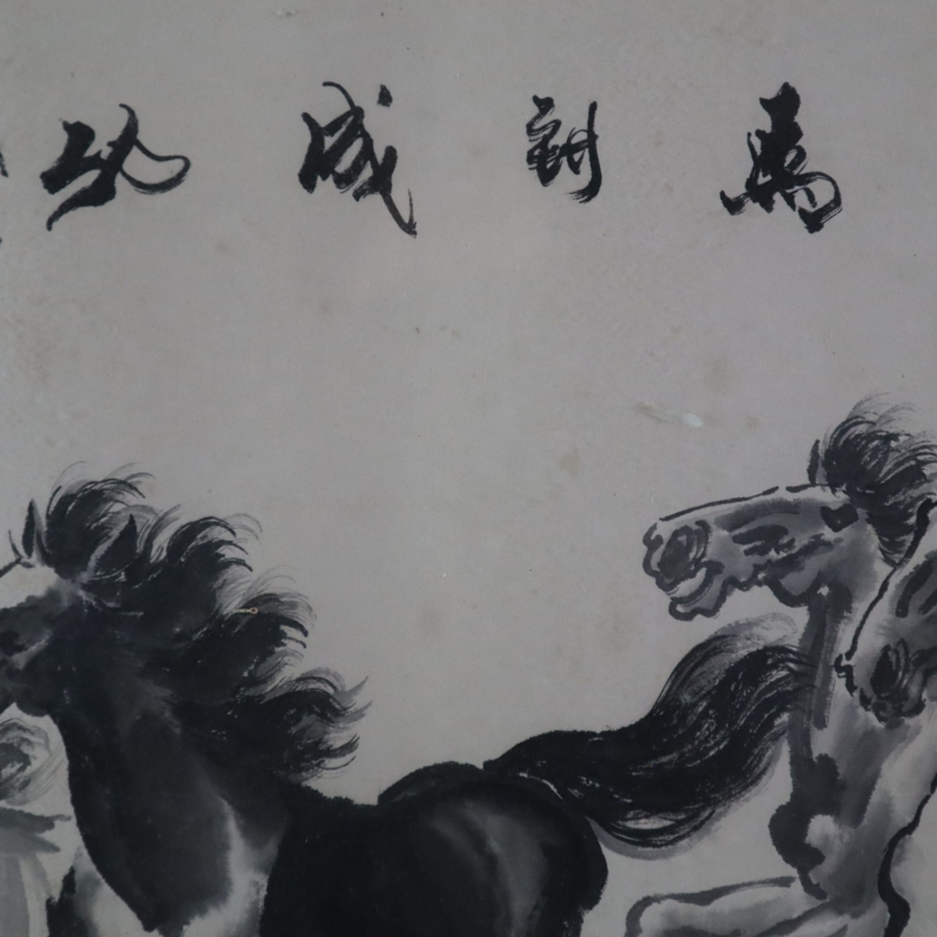 Herde Wildpferde - vorwärts stürmende Pferde in der Art des Xu Beihong, Tusche auf Papier, Bildmaße - Bild 10 aus 10