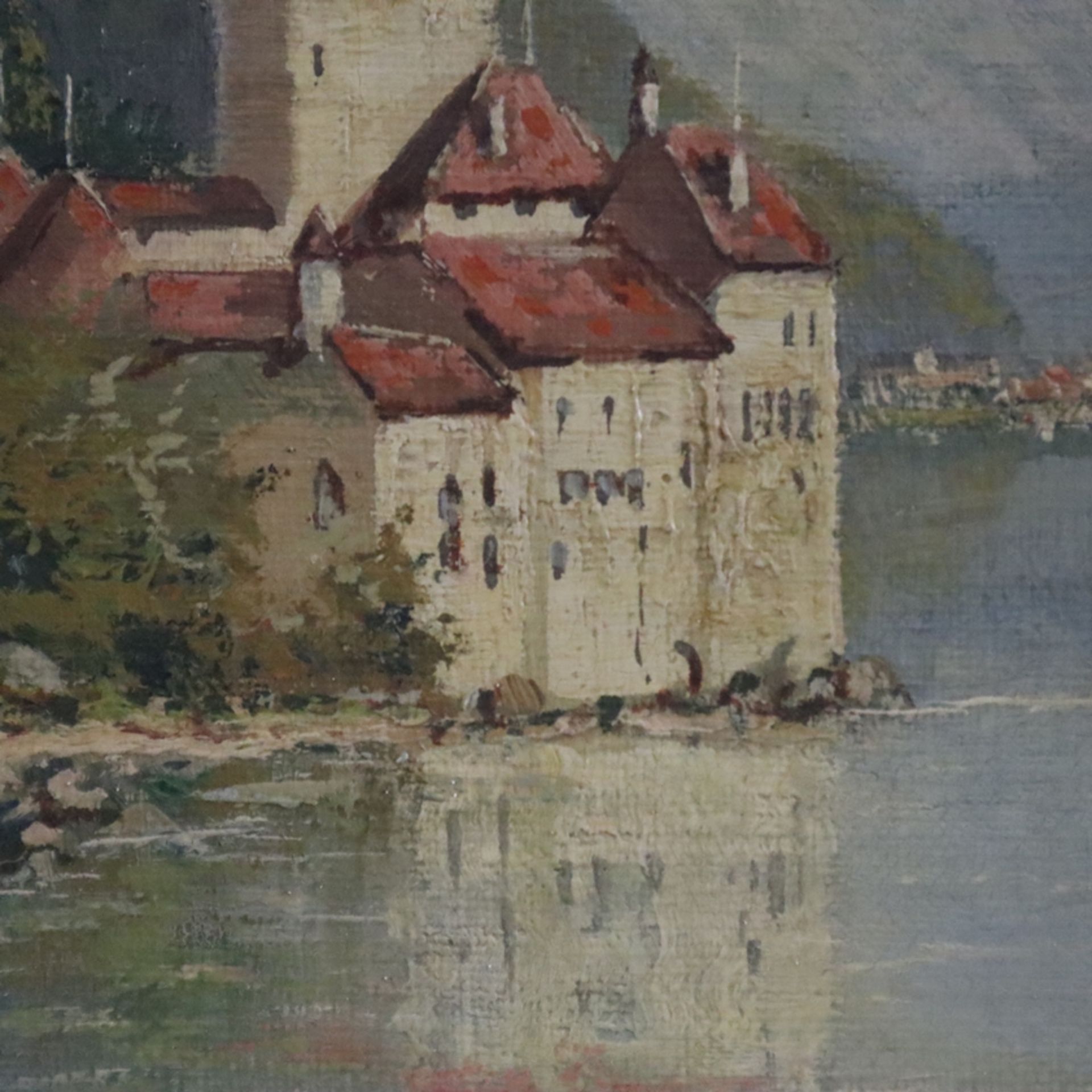 Gross-Sattelmair, Karl (1881-1930) - Schloss Chillon am Genfersee, Öl auf Leinwand, unten rechts si - Image 5 of 10
