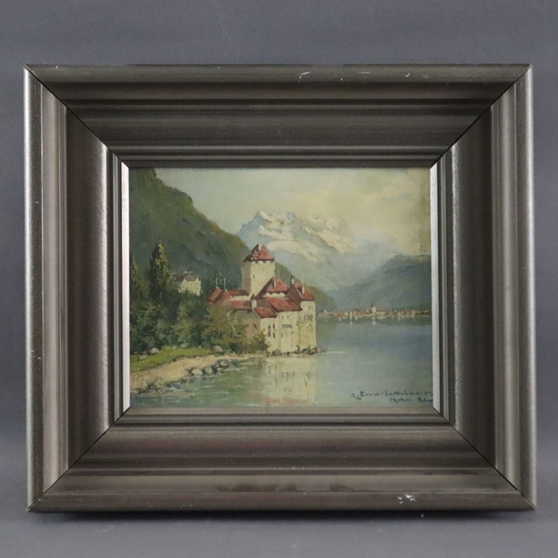 Gross-Sattelmair, Karl (1881-1930) - Schloss Chillon am Genfersee, Öl auf Leinwand, unten rechts si - Image 2 of 10