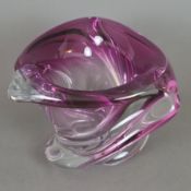 Kristallschale - Val St. Lambert, dickwandiges schweres Glas, innen teils mit violettem Überfang, d