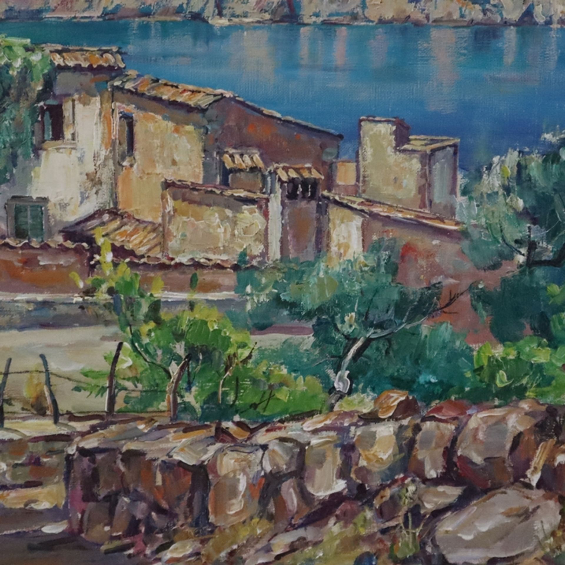 Unbekannte/r Künstler/in (20. Jh.) - Mediterrane Küstenlandschaft mit Anwesen an einer malerischen  - Bild 5 aus 11