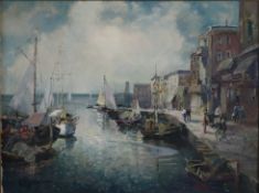 Gschossmann, Ludwig (1901 München - 1988 Tegernsee) - "Mole bei Spezia - Lerici", Öl auf Leinwand, 