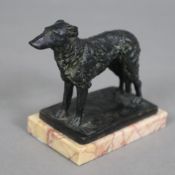 Dreux, Paul Édouard (1855-1947) - Windhund, Bronze, dunkel patiniert, kleine naturalistische Darste