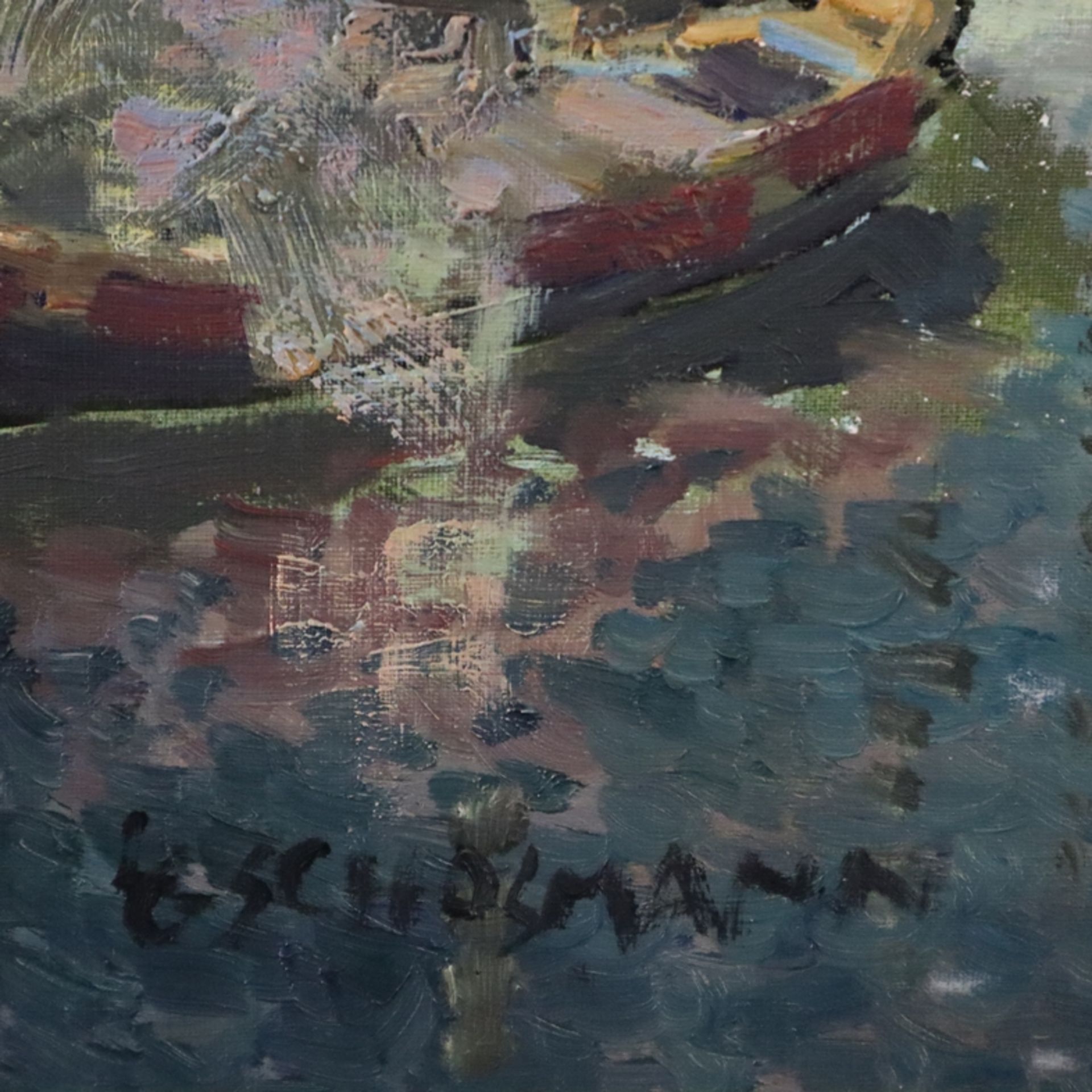 Gschossmann, Ludwig (1901 München - 1988 Tegernsee) - "Mole bei Spezia - Lerici", Öl auf Leinwand,  - Bild 9 aus 11