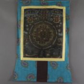 Mandala-Thangka - Tibet, 19.Jh., Malerei in Gouachefarben auf Tuch, goldgehöht, konzentrisches Medi