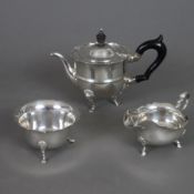 Silber-Teekern - England, 1.Hälfte 20.Jh., Sterling Silber, 3-tlg. bestehend aus Teekanne (0,5 l), 