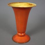 Blumenvase - Rosenthal, 1920/30er Jahre, Keramik, orangebraun glasiert, trichterförmige Wandung auf