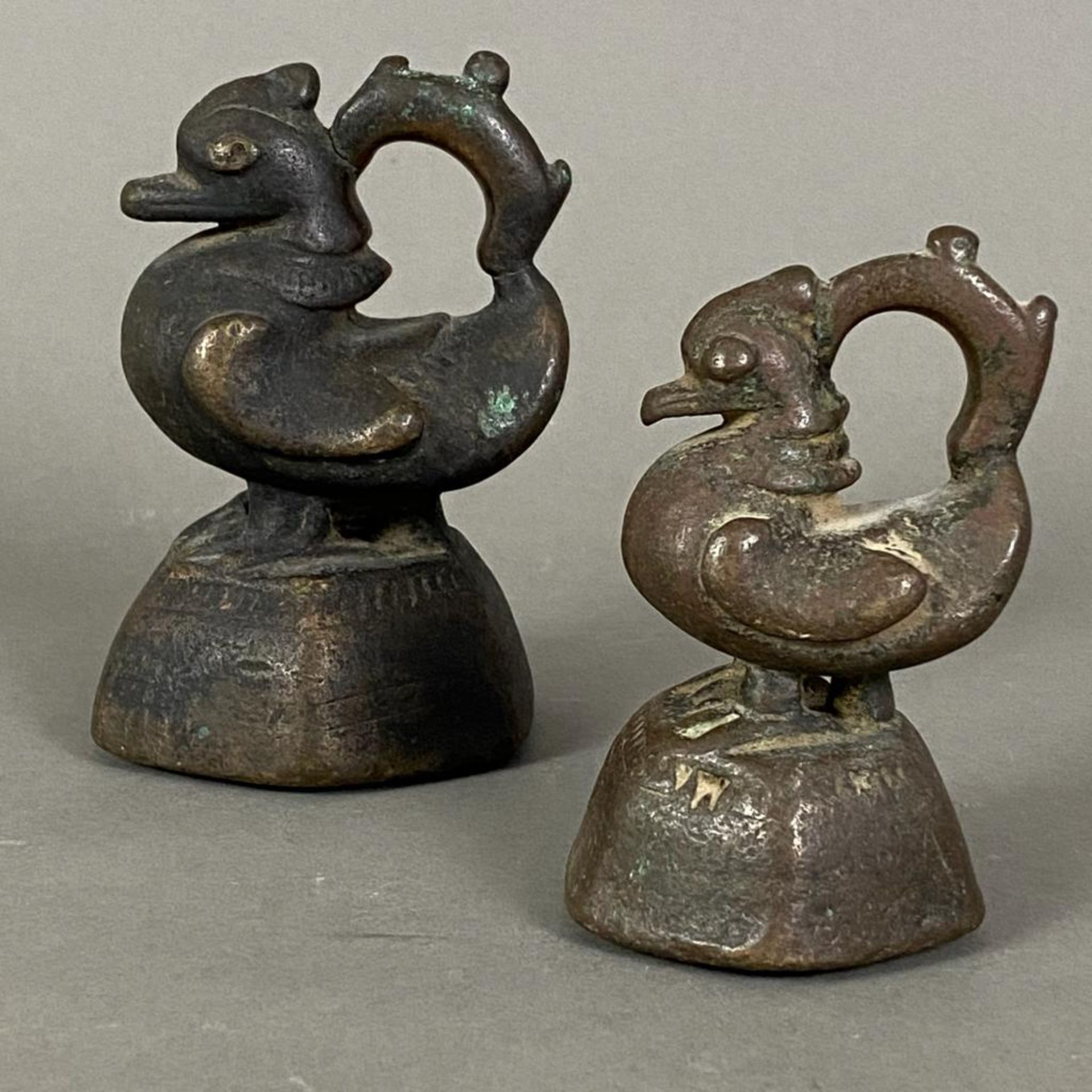 Satz von 7 älteren Bronzegewichten in Hintha-Form (mythischer Vogel) - Burma/Laos, sogenannte "Opiu - Image 2 of 6