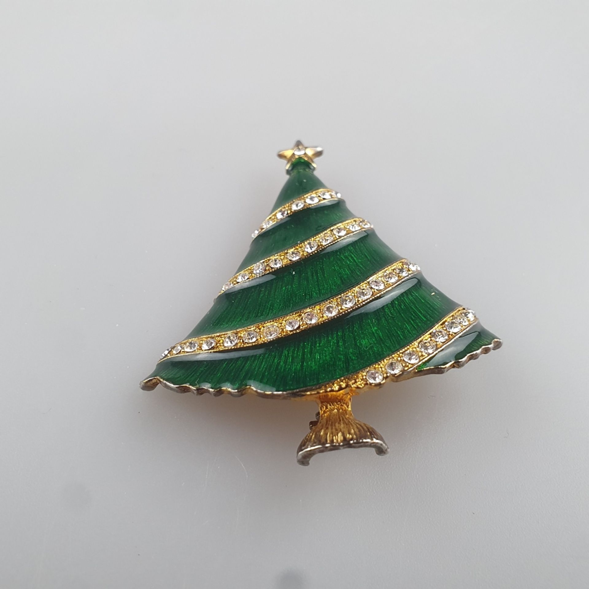 Vintage-"Christmas"-Brosche - EISENBERG/USA, nach 1970, Weihnachtsbaum, goldfarbenes Metall, transl - Image 2 of 3
