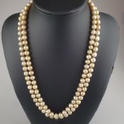 Endlose Akoya-Perlenkette - beigefarbene, barocke Perlen von ca. 8 bis 11 mm-Durchmesser in Einzelk