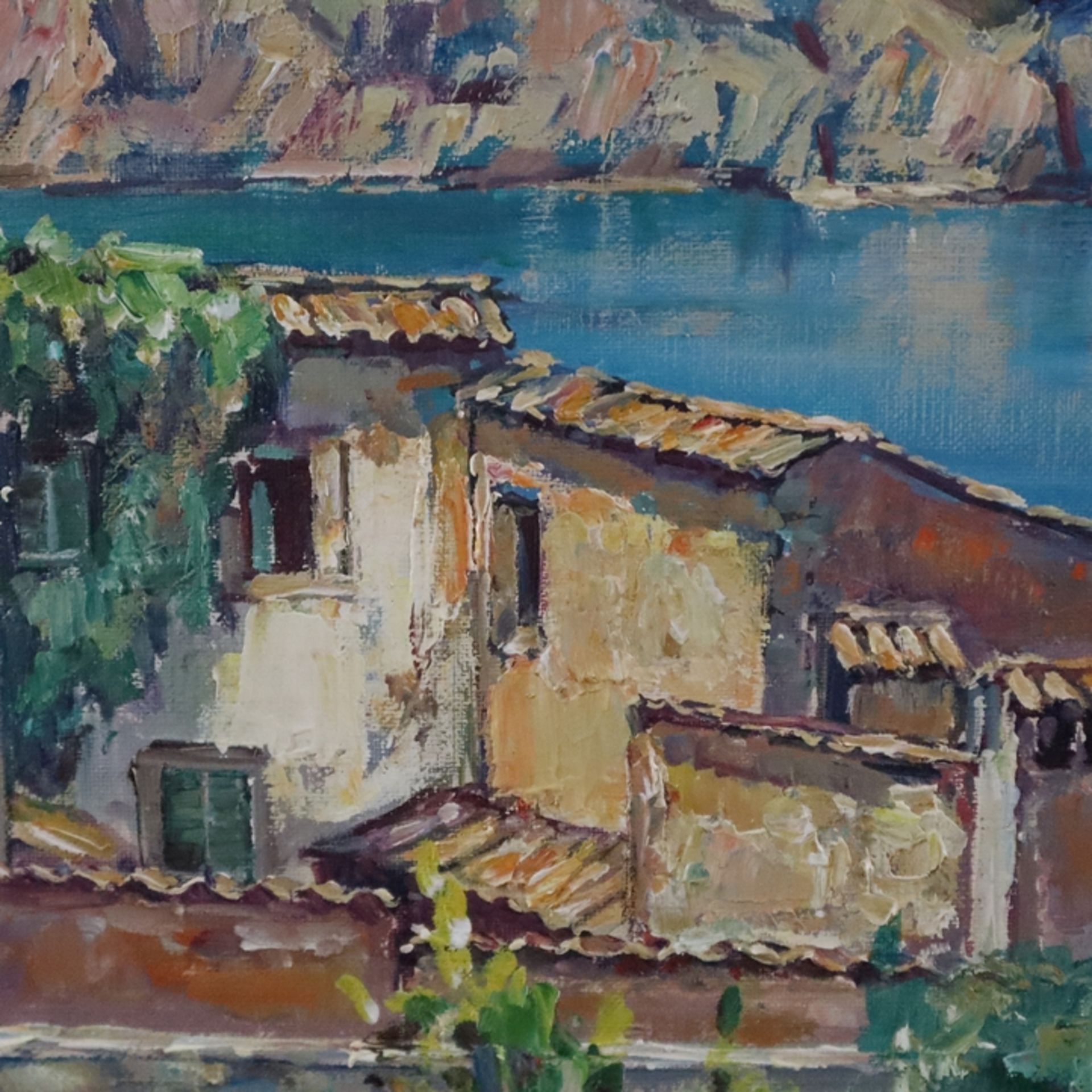 Unbekannte/r Künstler/in (20. Jh.) - Mediterrane Küstenlandschaft mit Anwesen an einer malerischen  - Bild 9 aus 11
