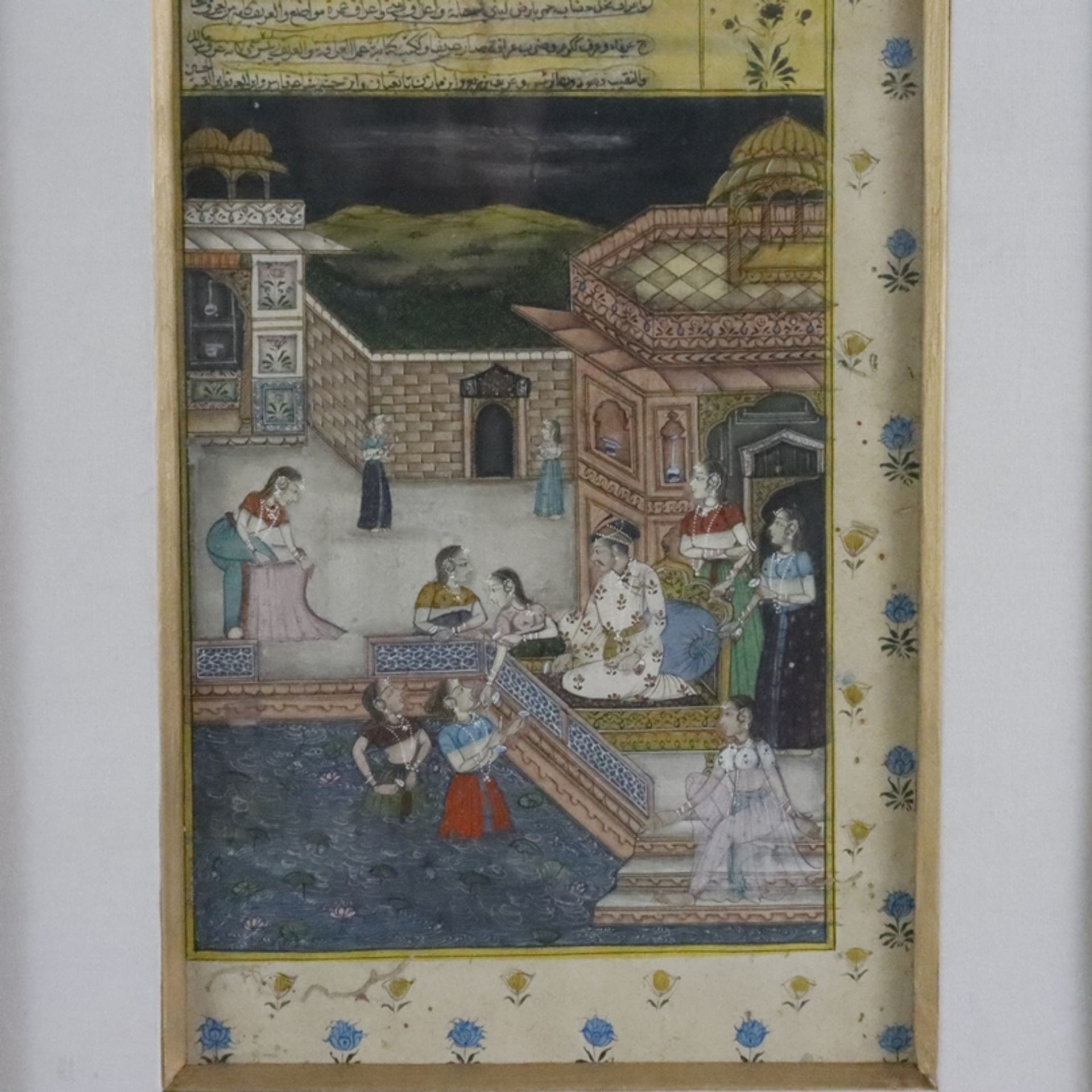 Konvolut indische (Miniatur-)Malereien - fünf unterschiedlich große Blätter, feine polychrome Bemal - Image 6 of 11