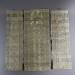Drei filigrane Palmblatt-Faltbilder/ Tala-Pattachitra - Indien, 20. Jh., auf zweilagig präparierten