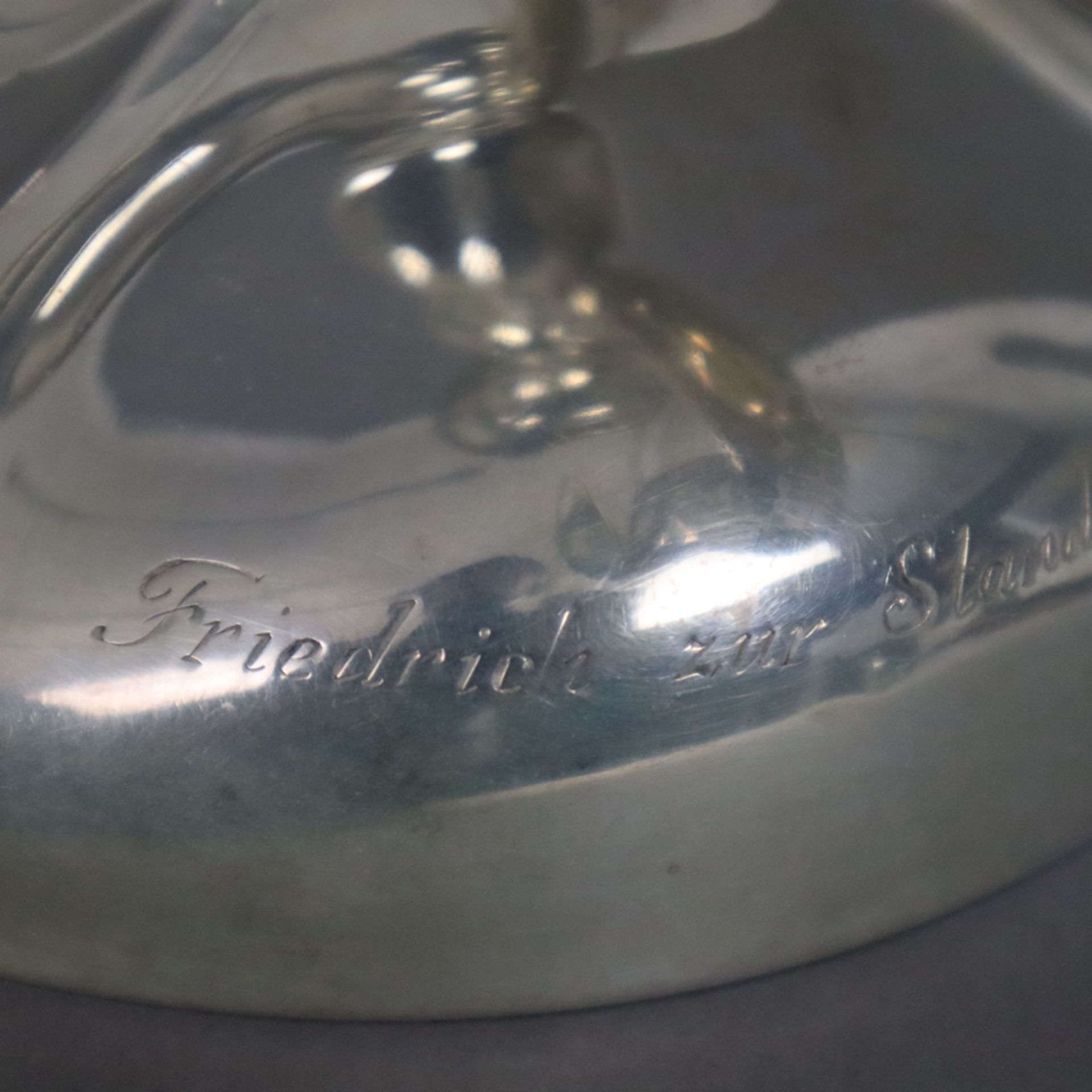 Kerzenständer - deutsch, 3-flammig, Silber 800/000, gepunzt „Halbmond Krone 800“, abnehmbare Tropfs - Bild 6 aus 8
