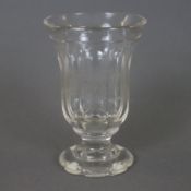 Andenkenglas - 19. Jh./um 1900, farbloses Glas, geschliffen, glockenförmige Kuppa mit abgesetztem L