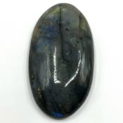 Loser großer Labradorit - 143,79 ct, bläulich grün-gelb, Cabochon, unbehandelt, Maße: 56,8 x 31,5 x