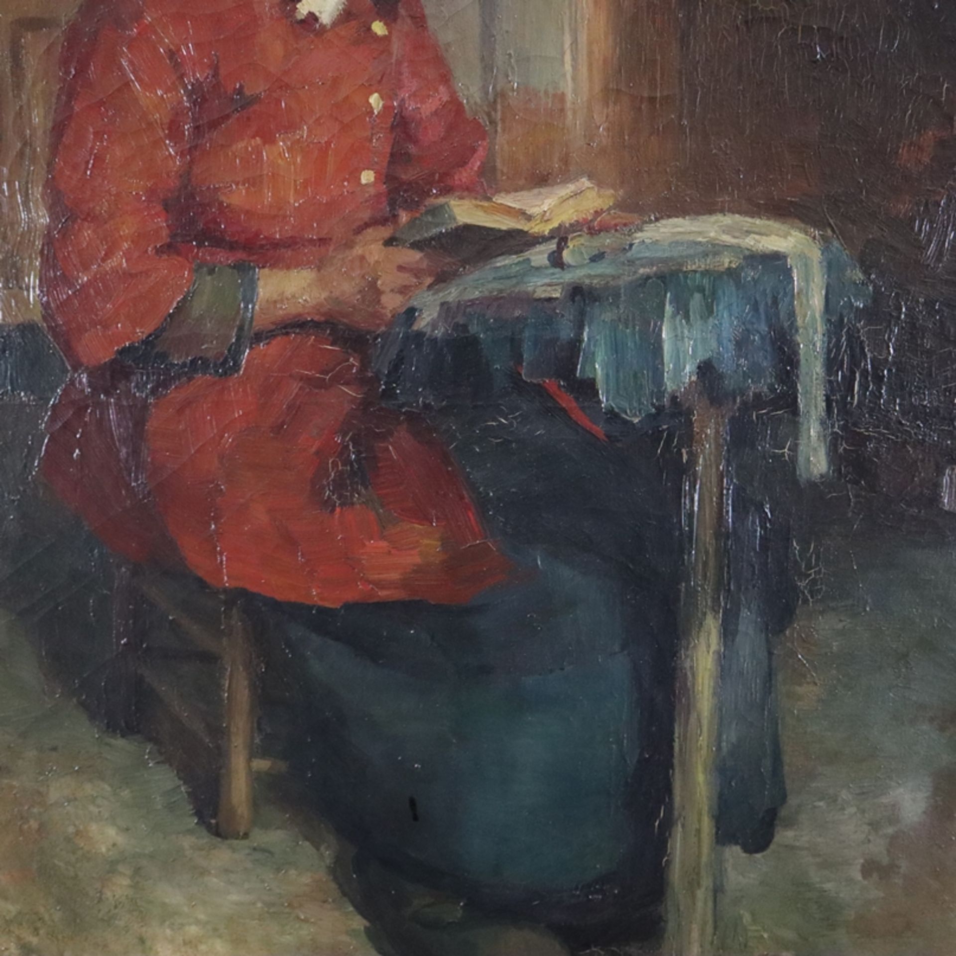 Bossche, Hubert van den (1874-1957) - Lesende Klöpplerin, Öl auf Leinwand, unten links signiert "H. - Bild 7 aus 11