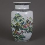 Rouleauvase - China, Republikzeit, weiße Porzellanvase mit abgesetzter Schulter und ausgestellter M