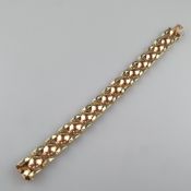 Gliederarmband - Gelb-/Rotgold 585/000 (14K), gestempelt, gewölbte Gliedergestaltung, Kastenschließ